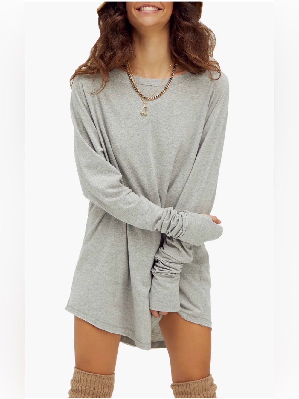 Free People Arden Tee in Heather Grey-NWT Size XS